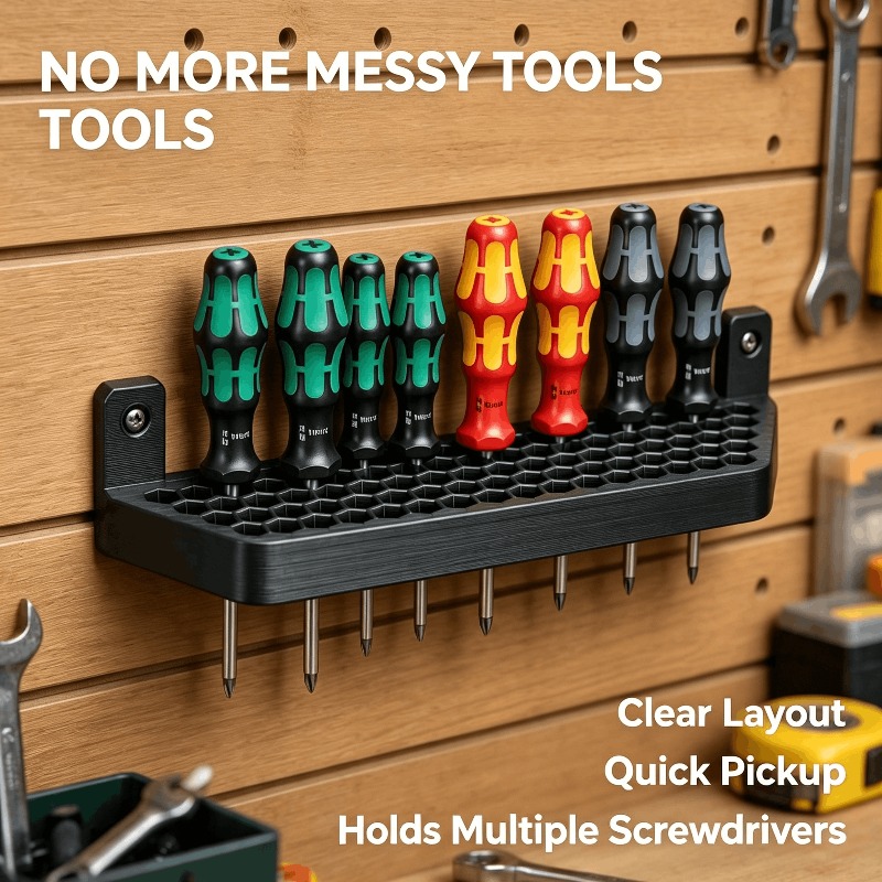 TEMU Wall-mounted Screwdriver Rack, Hexagonal Hole Screwdriver Storage Rack, Tool Storage Rack For Workshop And Garage Workbench, Multifunctional
