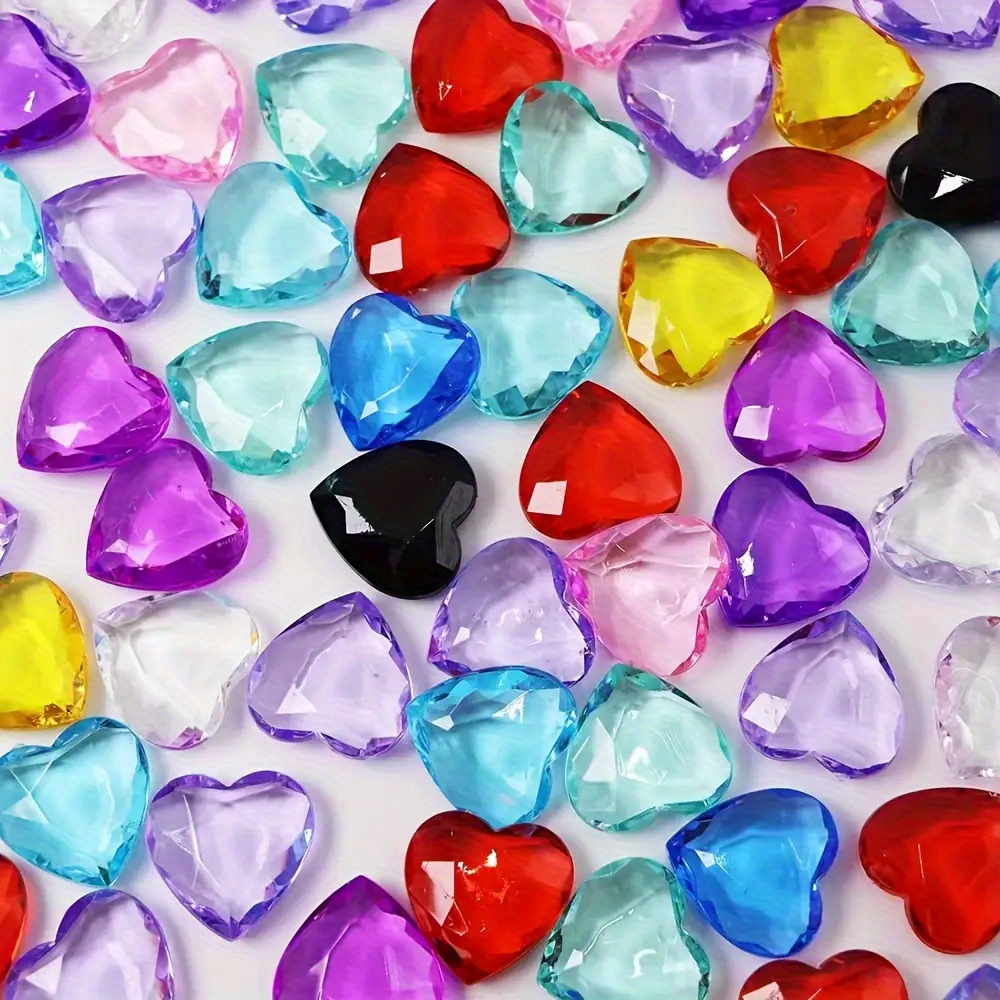 TEMU Sammelfiguren, 2D Flach, Wunderschöne Acryl-Herzsteine, Verschiedene Stile von Liebesmotiven-Dekorationen, Ideal für Valentinstag,