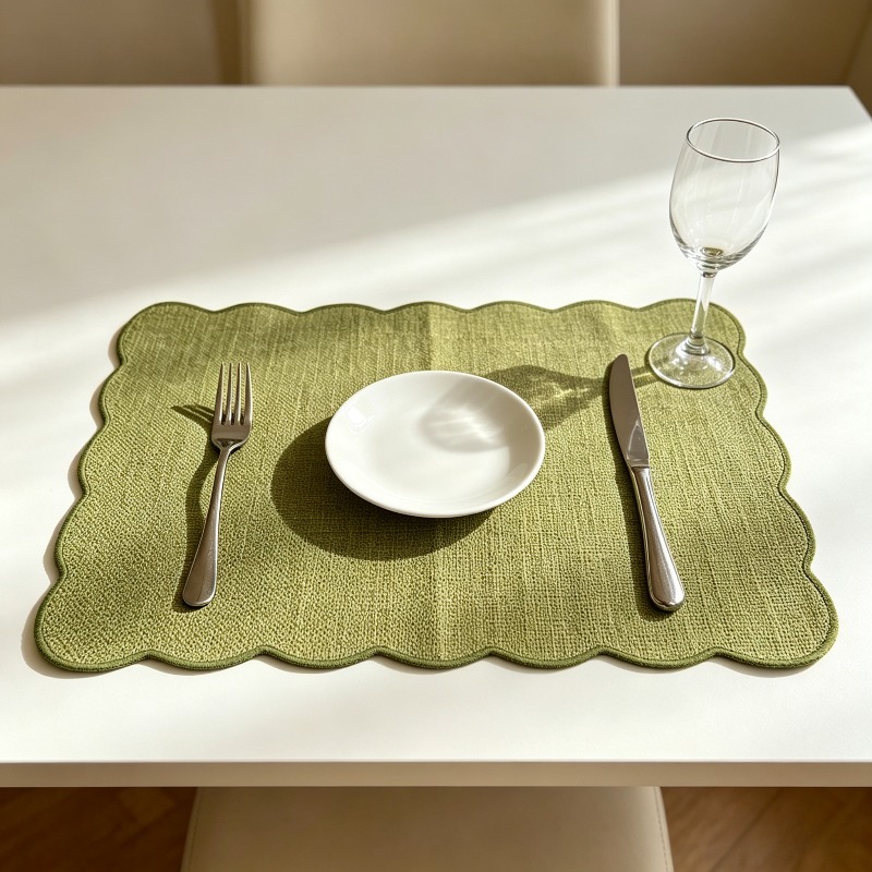 TEMU Woven Wave Rectangular Placemats, Heat Resistant Non-slip Table Mats & Cup Coasters, Water-absorbent Reusable Decorative Trivets For Mugs And