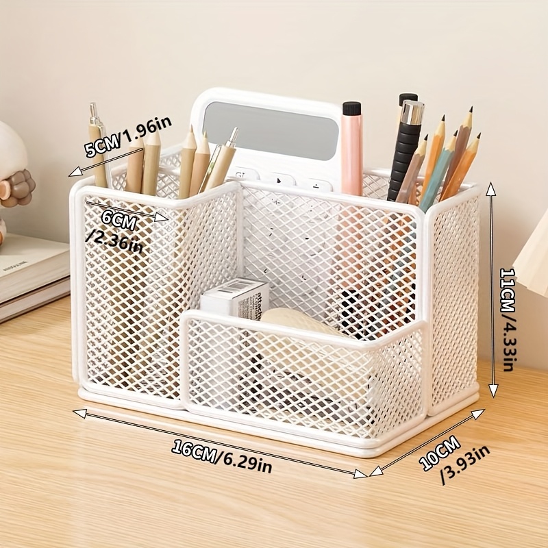 3 slot metal storage box carbon steel painted end multi functional organizer for office supplies desk stationery cosmetics and remote controls essential for home offices and dormitories Product details 2