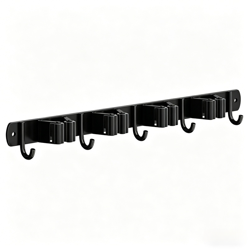 TEMU 1pc Heavy Stainless Steel Wall Mounted Garden Tool Organizer With 5 Hooks And 4 Clips, Multi Functional Storage Rack, Practical Storage Rack For