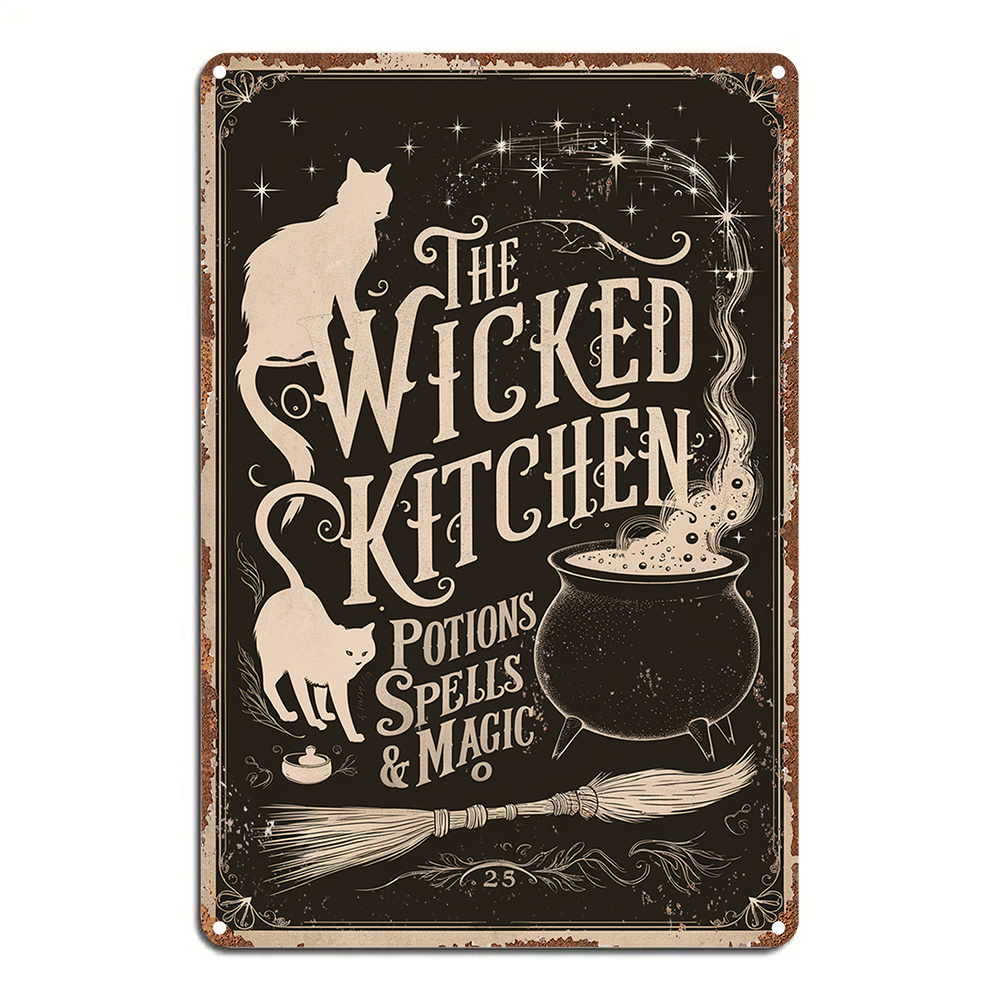 vintage " " metal wall art sign witch's cat - Temu United Kingdom
