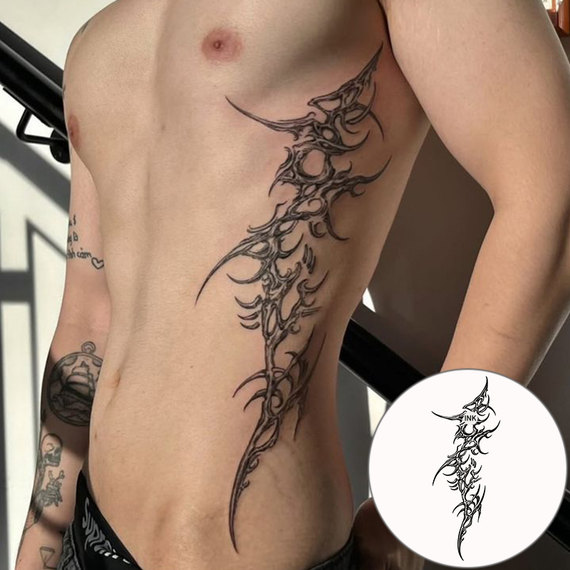 Realistic Cyber Sigil Tribal Temporary Tattoo Stickers, Blackwork Design