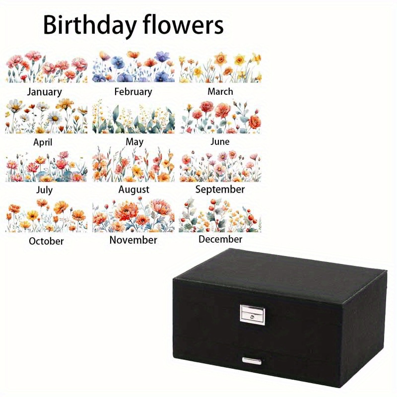 Elegant Floral Jewelry Box with Custom Name, Gift Organizer