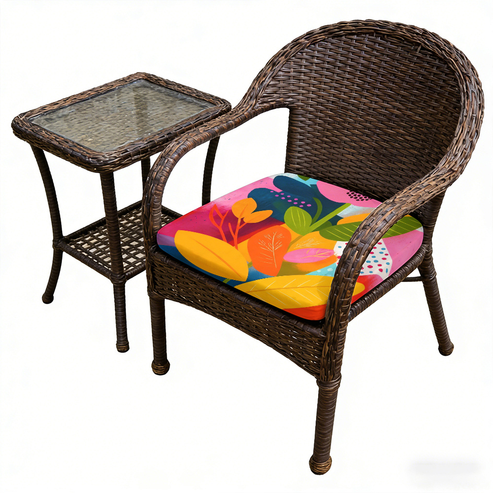 1pc Memphis-Style Flowers Pattern Leisure Seat Cushions, Indoor And Outdoor Seat Cushions, Back Cushions, Size 19.7*17.7*1.57inch, Suitable for Garden Chairs, Office Chairs And Floor Seats. Soft And Comfortable