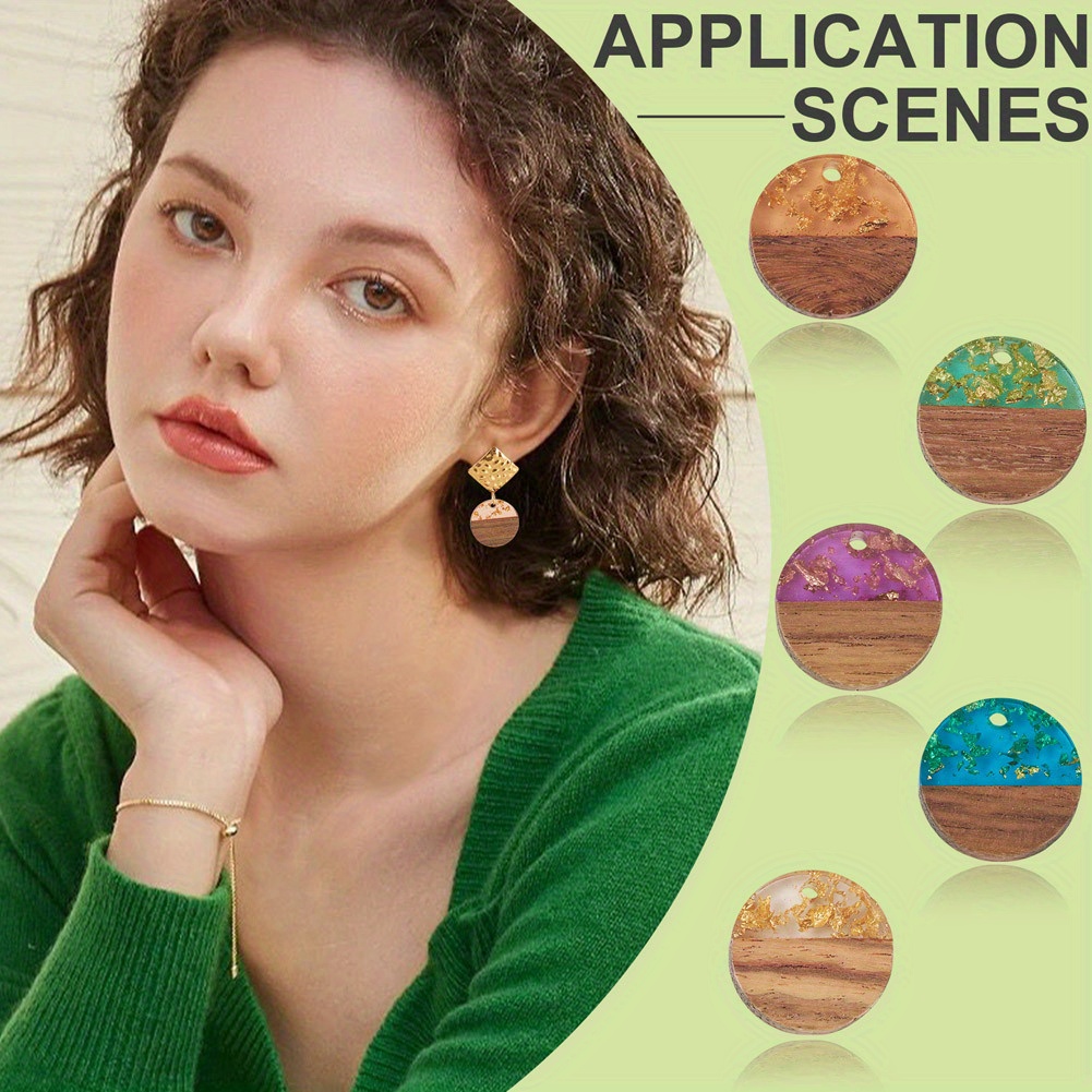 20pcs Mixed Color Resin & Walnut Wood Pendants for DIY Jewelry