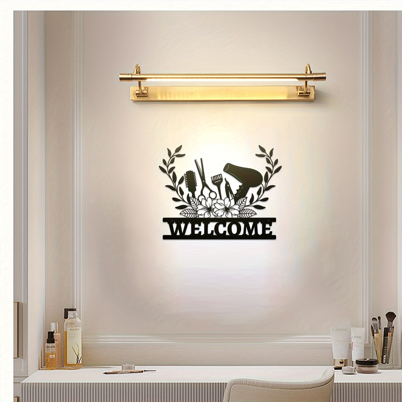   salon metal sign personalized wall art for your salon   black iron   bedroom decor details 2