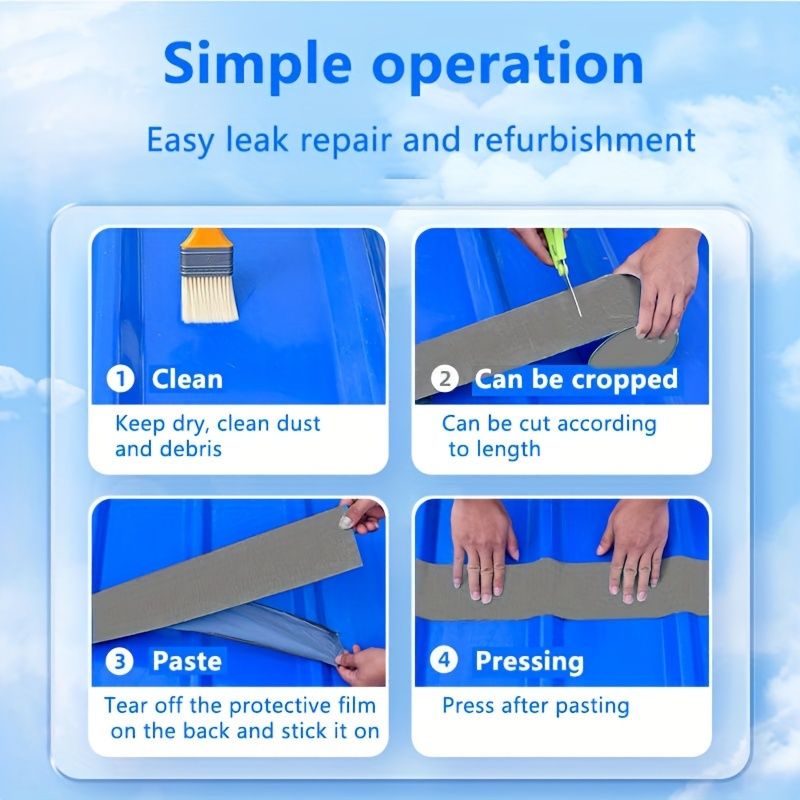 heavy duty waterproof roofing tape instant seal against leaks wind strong for metal steel roofing industrial diy roof repair waterproofing rolls roof waterproof easy application water leak prevention durable sealing construction professionals Product details 4
