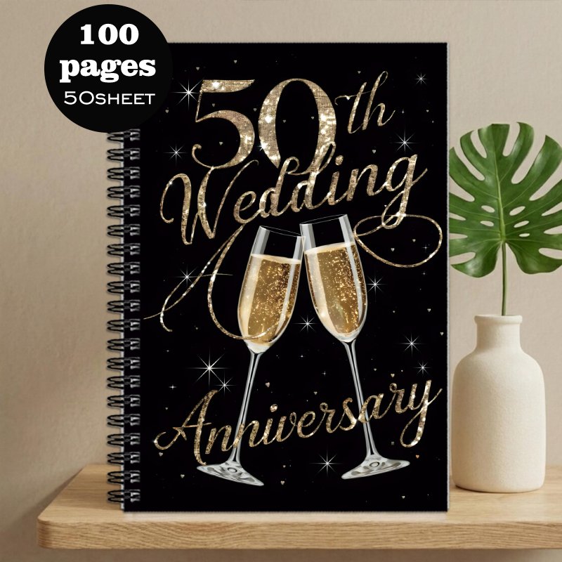TEMU 1pc Of Guestbook Message Book For Celebrating A 50th Wedding Anniversary, A Keepsake Album , Ideal For Collecting And Well-wishes At Anniversary