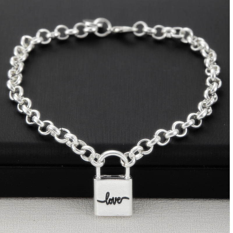 TEMU Silvery Bracelet For Woman Chain Padlock Everyday Bracelet Best Gift For Girlfriend Large
