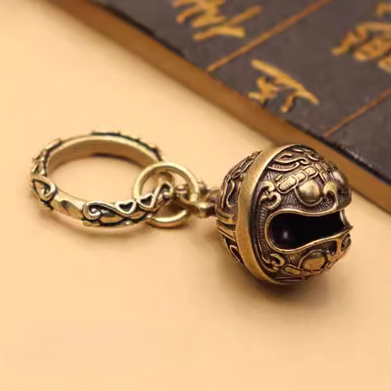 Image of Handmade Brass Taotie Bell Car Keychain Pendant Wind Chime Additions Key Ring Retro Creative Gift Men And Women Pendant Gift