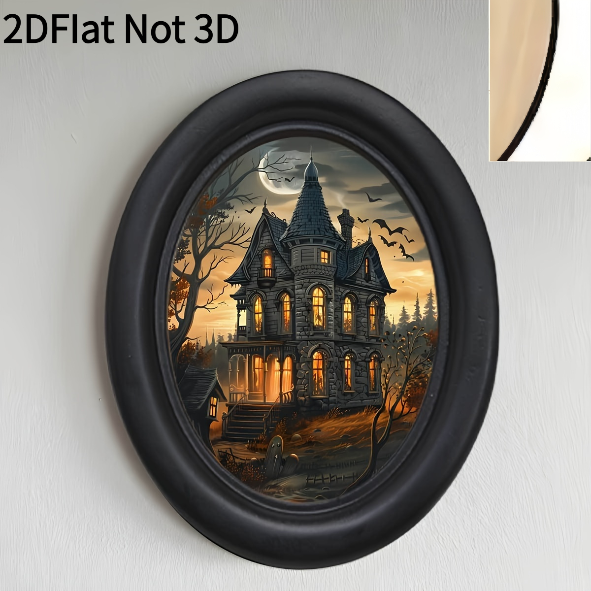 TEMU 2d Flat, 1pc Bohemian Victorian Oval Wall - Vintage Landscape Suitable For All-holidays Decoration, Artificial Panel Suitable For, Bedroom, Yard