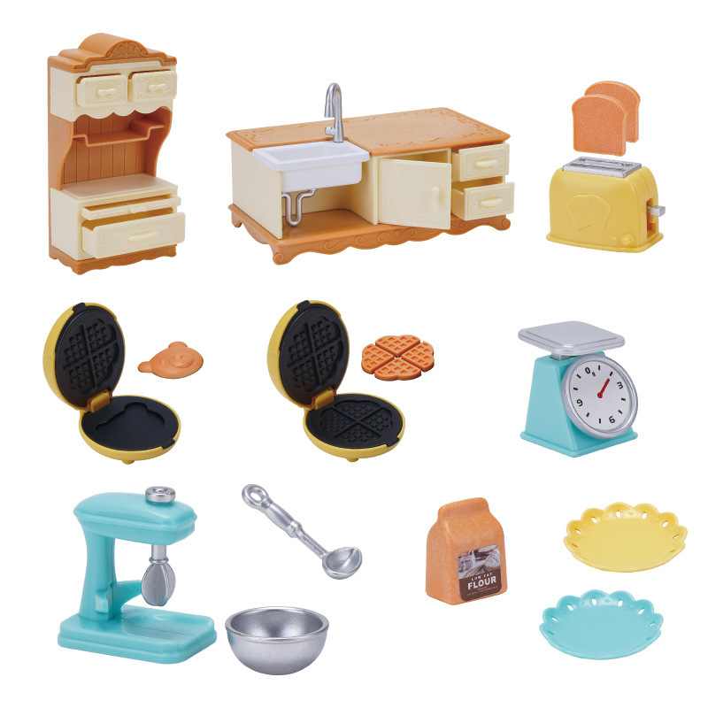 TEMU Dollhouse Mini Furniture Tabletop Cabinet Baking Set Kitchenware Miniature Model Kitchen Scene