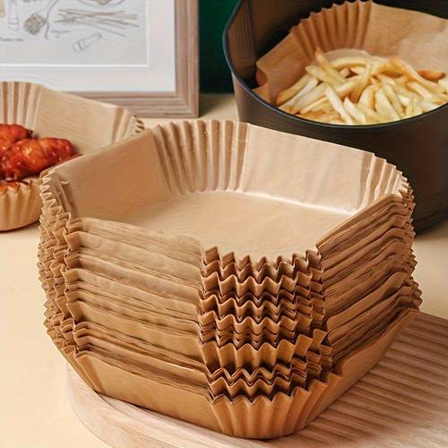100 stück antihaft-braunpapier-einsätze – ideal für heißluftfritteusen, backen & mikrowellen – einfache reinigung, gesünder kochen – für haushalt & gewerbliche küchen | langlebige frittieraufsätze | praktische einlagen für heißluftfritteusen