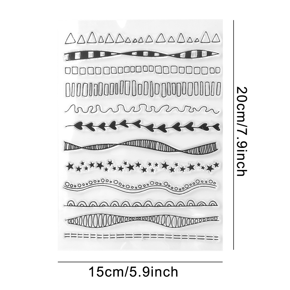 TEMU Line And Rectangle Pattern Background Clear Stamps For Craft Making Card Photo Album Scrapbooking Decoration, Transparent Stamps Template Mould