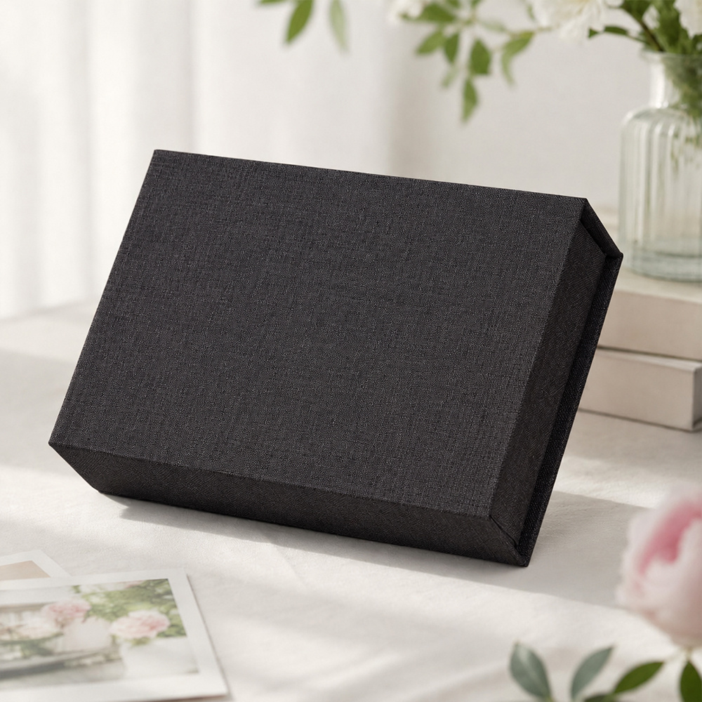 TEMU Étui de rangement en tissu magnétique pour albums photo, lettres et petits objets – Boîte organisatrice décorative livre pour bijoux, montres,