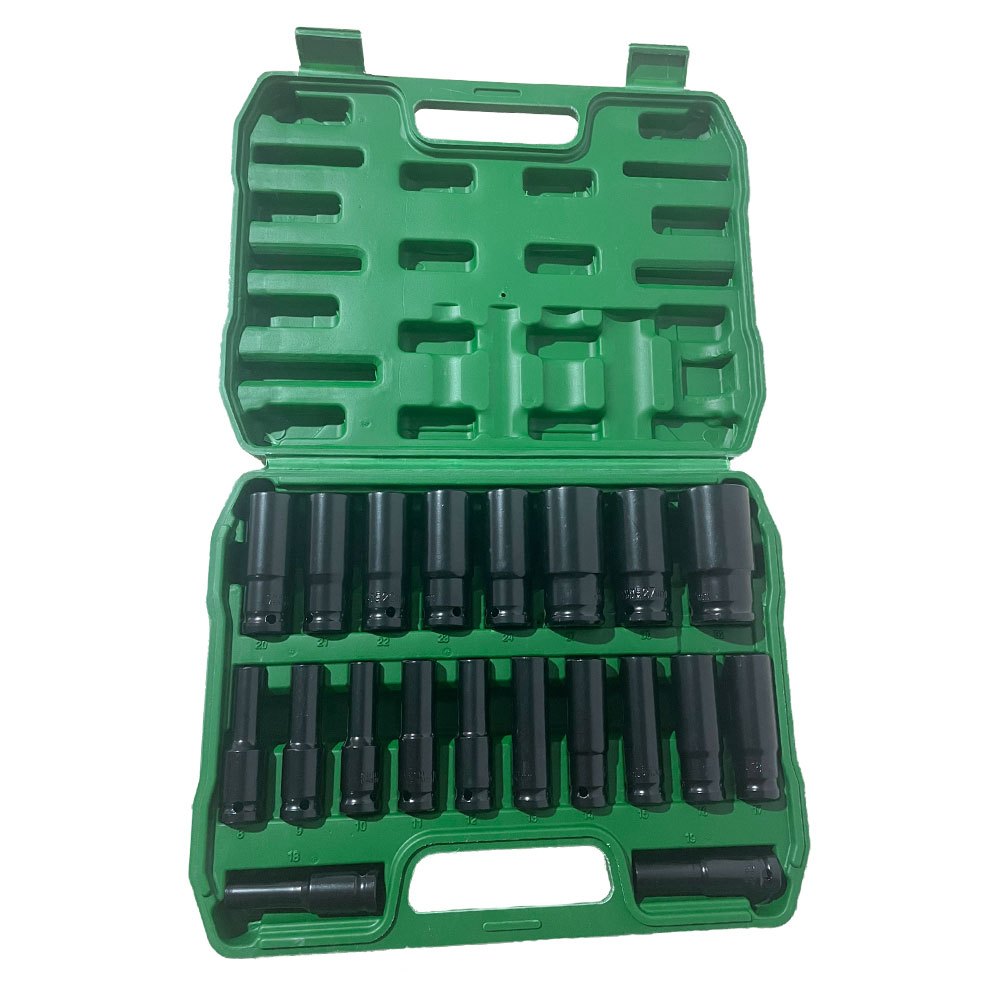E-shop 20-tlg. 1/2 Zoll Schlagschrauber-Mutternsatz, 8-32 mm Chrom-Vanadium-Stahl Sechskant-Antriebsmuttern-Steckschlüsselsatz,