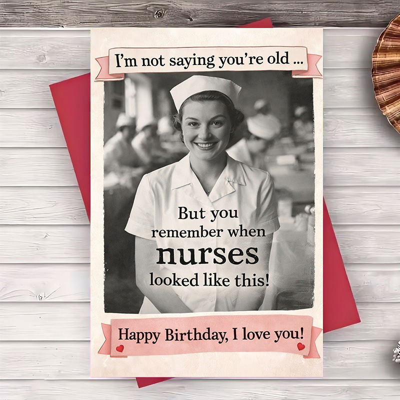 TEMU 2pcs (one Envelope And 1 Greeting Card)vintage Nurse Birthday Card For Healthcare Professionals Nurses With Humor And Love Birthday Wishes From