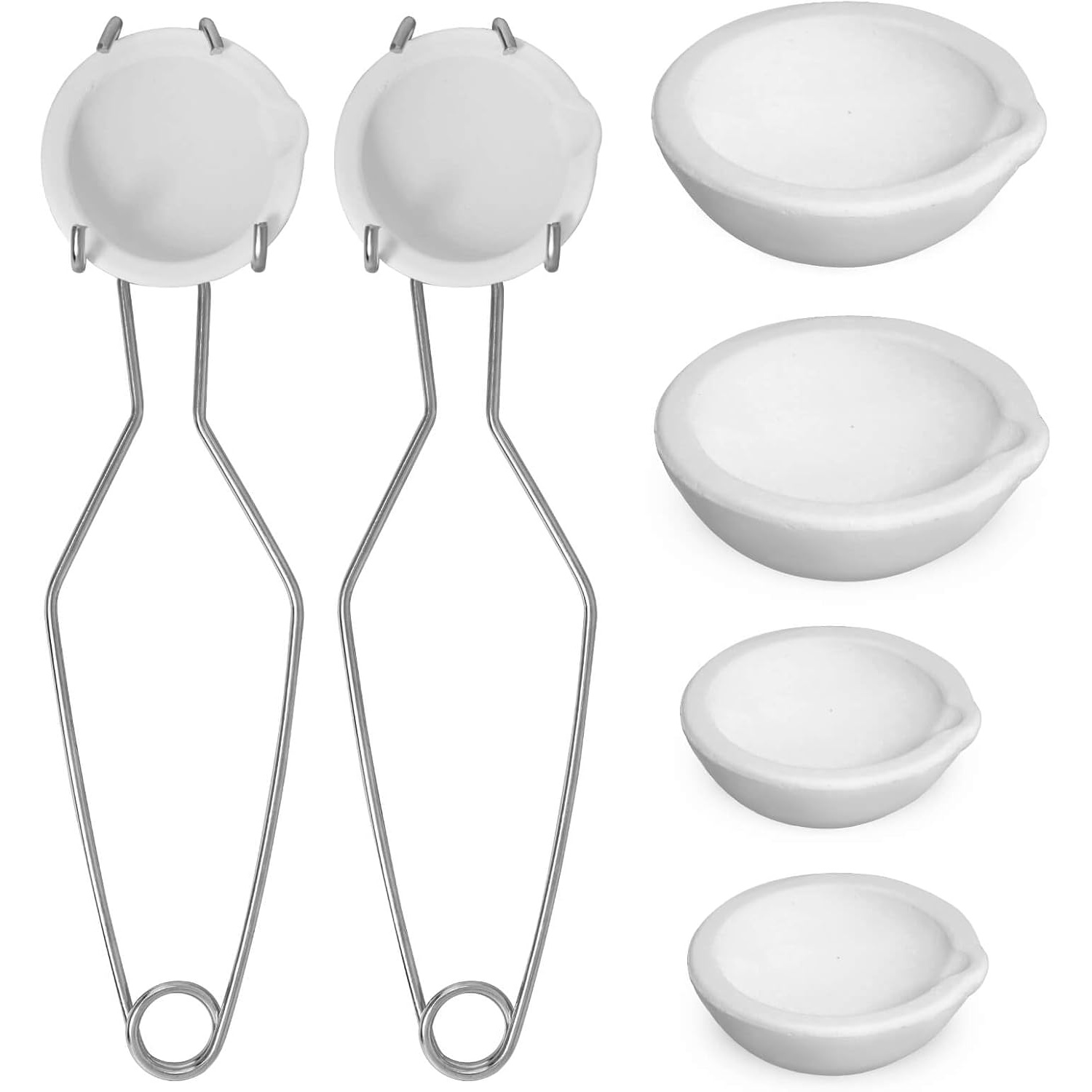TEMU 8 crogioli per di metalli, 4 crogioli in ceramica di quarzo e 2 crogioli in ceramica di quarzo pi羅 grandi e migliorati, 2 maniglie a pinza a ,