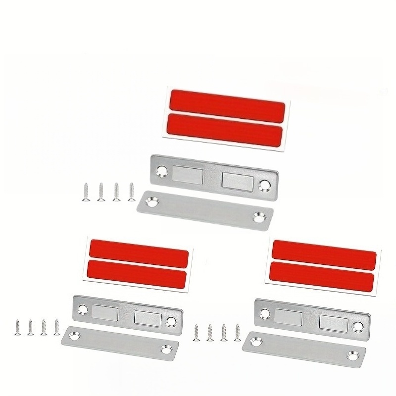 TEMU Lot de 3 longues attaches magnétiques pour portes : Loquets magnétiques ultra-fins pour portes et tiroirs, serrures à fermeture automatique pour