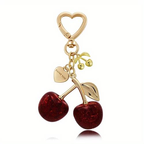 ladies charm fashion wine keychain alloy car key decoration cherry size design sparkling festival gift handmade