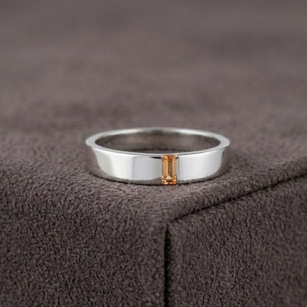 TEMU Personalized Baguette Birthstone Ring, Custom Multi-birth Month Color Band Ring, Wide Stackable For Women Men, Matching Couple Jewelry Gift,
