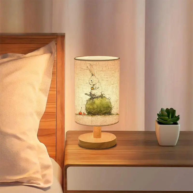 creative fabric bedside lamp with usb plug cute rabbit atmosphere light for bedroom sleep perfect gift Product details 3