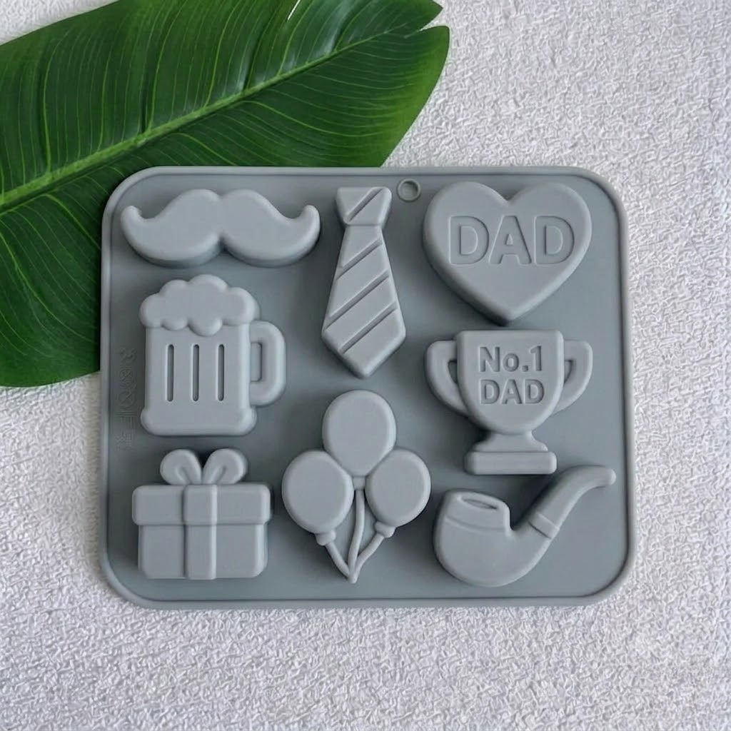 TEMU 8-cavity Father's Day Silicone Mold With Mustache Theme Shapes Set Silicone Mold For, Ice Cubes, Wax Candles & Soap Making Silicone Mold For