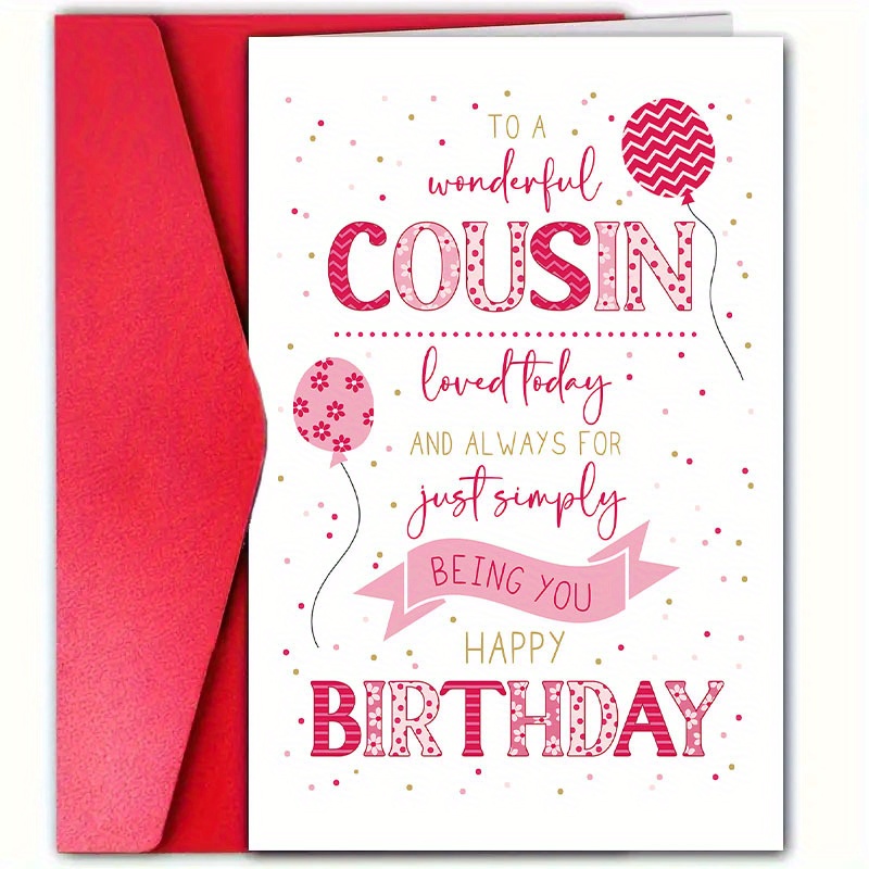 

1pc, Lovely Birthday Card With Envelope (12cm*18cm), Suit For Best Cousin, Sister, Woman, Friend, Bestie, Anniversary Day, Birthday Party, Today And For Just Birthday.