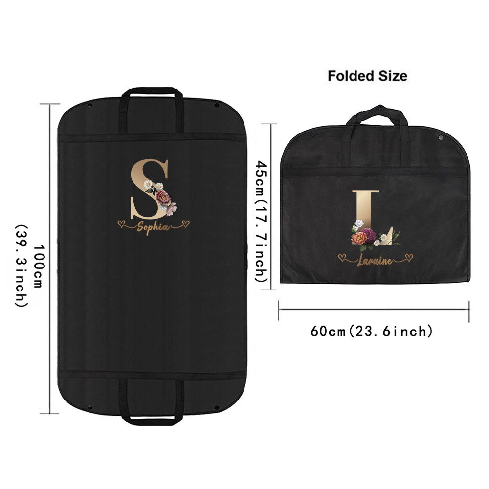 

2pcs Custom Name Clothing Dust Covers - Personalized, Moisture-proof Garment Bags For Women', Black Canvas