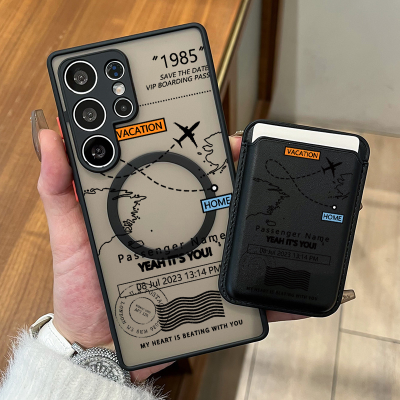 TEMU Phone Case: 2pcs Set New Creative Route Map Pattern Magnetic Phone Case & Fashionable Luxury Artificial Leather Magnetic Property