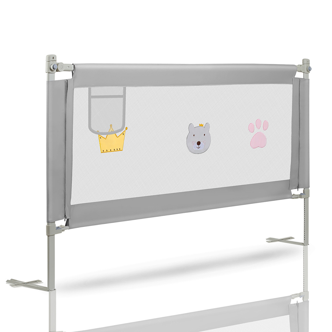 150cm/180cm/200cm Bed Railing Fall-out Protection Height-adjustable Extra Tall Rail Bed Fence For Bed Safety Gate Double Bed Grey Sleep Rail