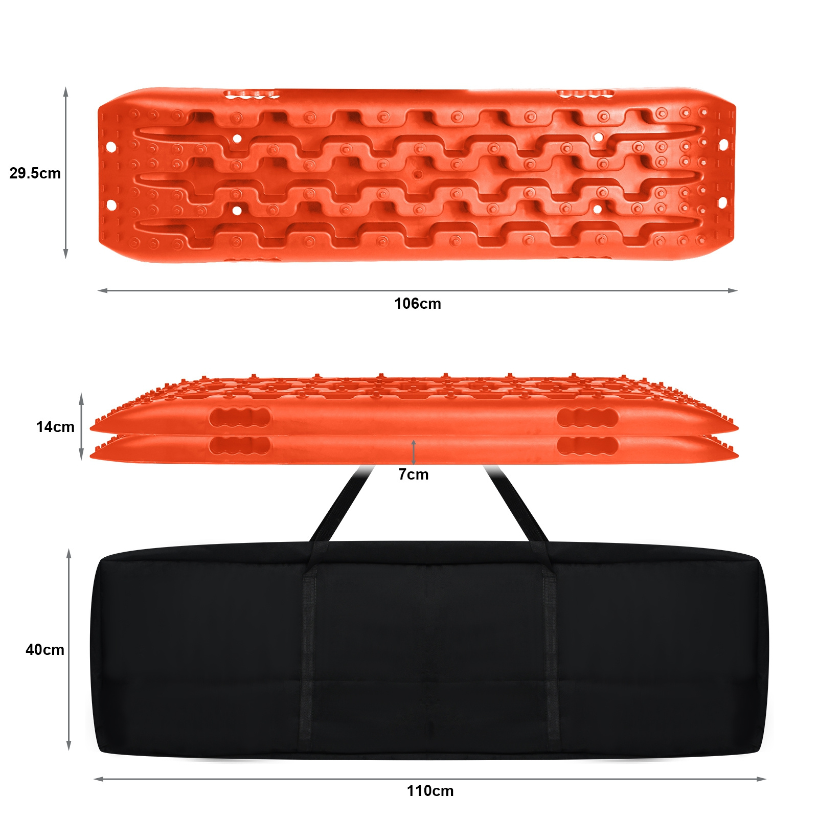 2pcs Set Traction Pads Car Rv Recovery Plates Off-road Traction Aid Grip Pads Traction Pads Traction Tape Sand Snow Tire Ladder For Off-road Vehicle Truck Car Orange