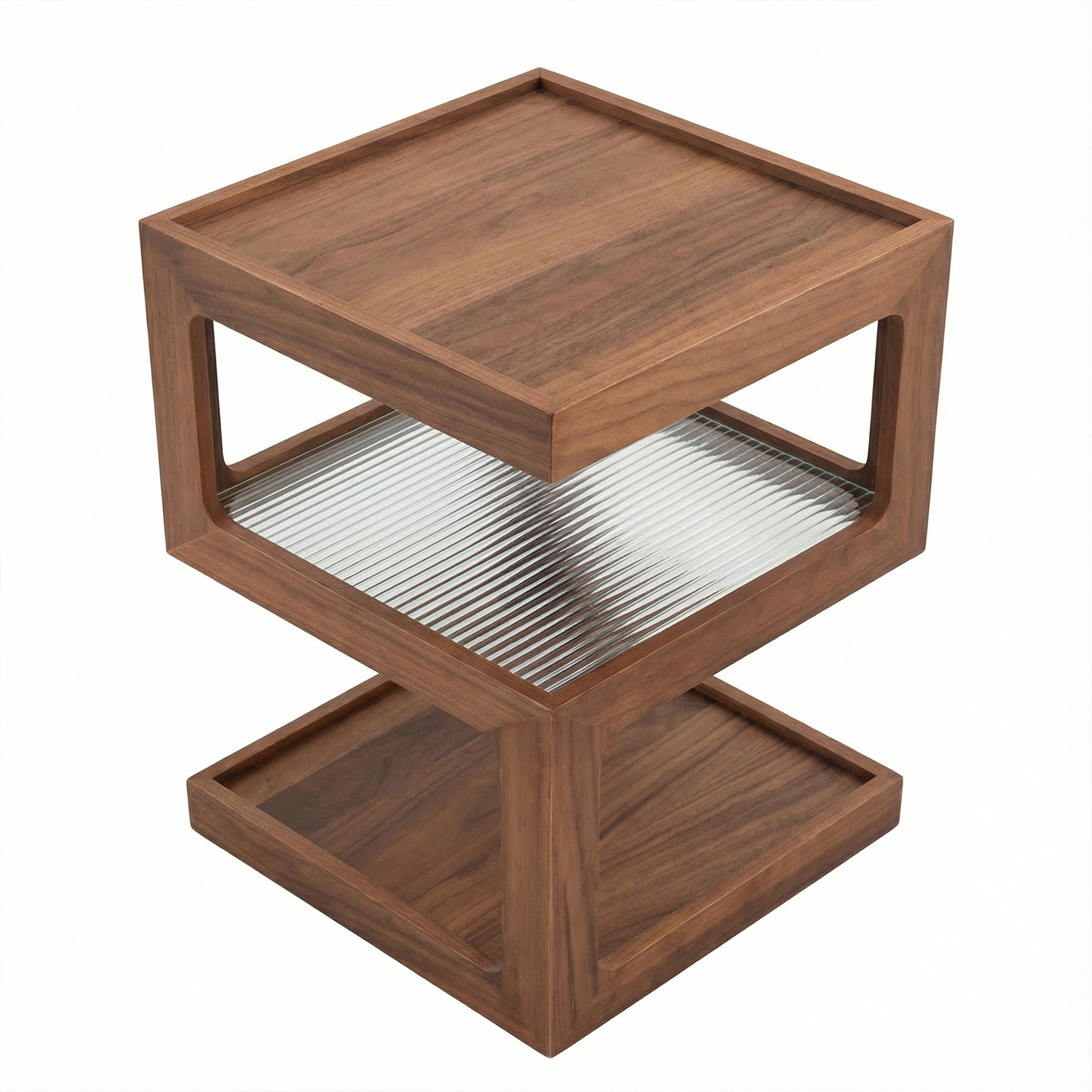 A Bedside Table That Doesn't Require Assembly Bedside Table, Walnut Wood Nightstand, Small Bedside Table with Open Compartment, Tempered Glass Top, Modern End Table for Bedroom & Living Room Furniture