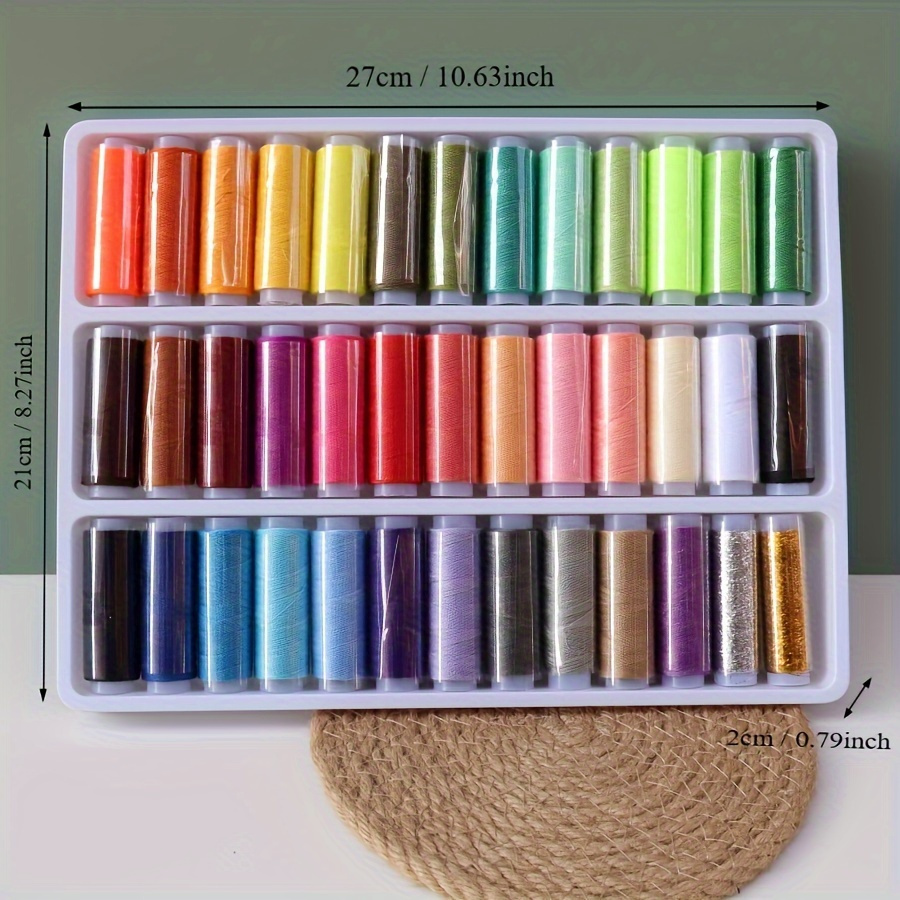 E-shop Ein Set aus 39 Farben Nähgarn, je 200 Yards pro Farbe, Hochfestes Polyester, farbecht, geeignet für DIY-Nähen Handarbeiten, notwendiges Zubehör