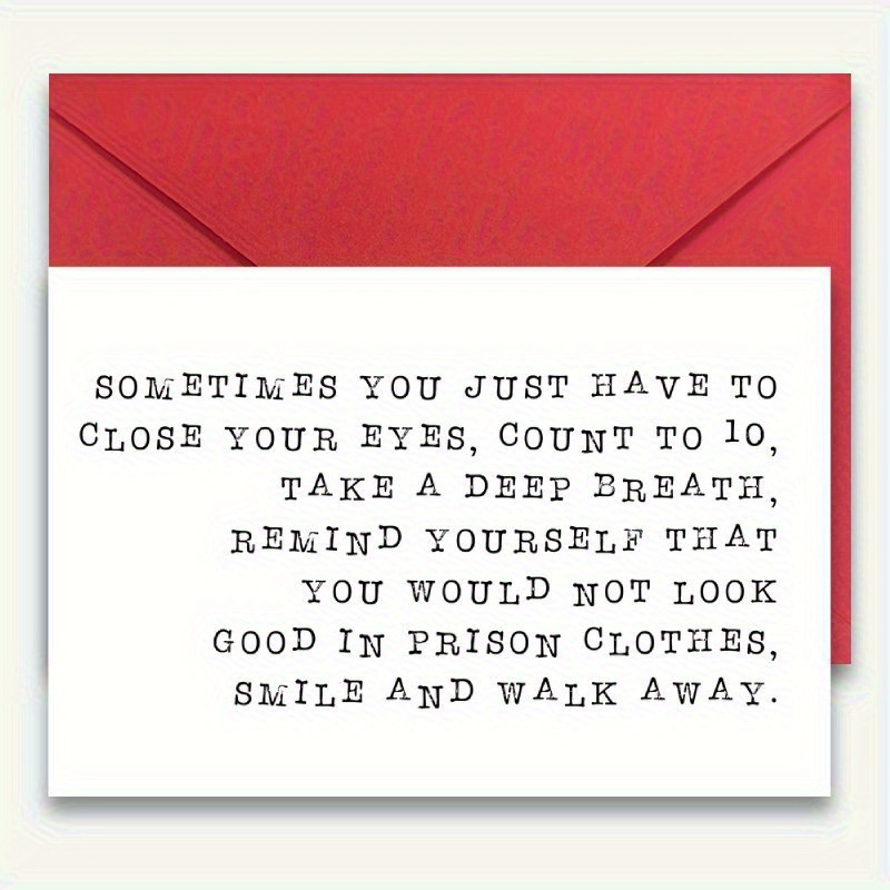 TEMU 1pc Inspirational Greeting Card With Envelope - "you're Not In Jail Wear Clothes Smile And " Mental Health Encouragement Message, Emotional