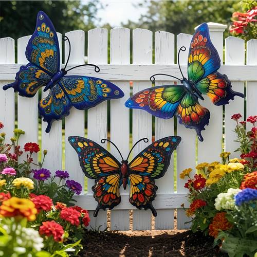 decoraciones de pared de mariposas 2d , 2d , 3 piezas | esculturas de pared para el hogar, adecuadas para jardín, , cocina, comedor, , , bar, paredes exteriores, entradas, colgantes de pared de ventanas - estilo art déco, autoadhesivas, reutilizables