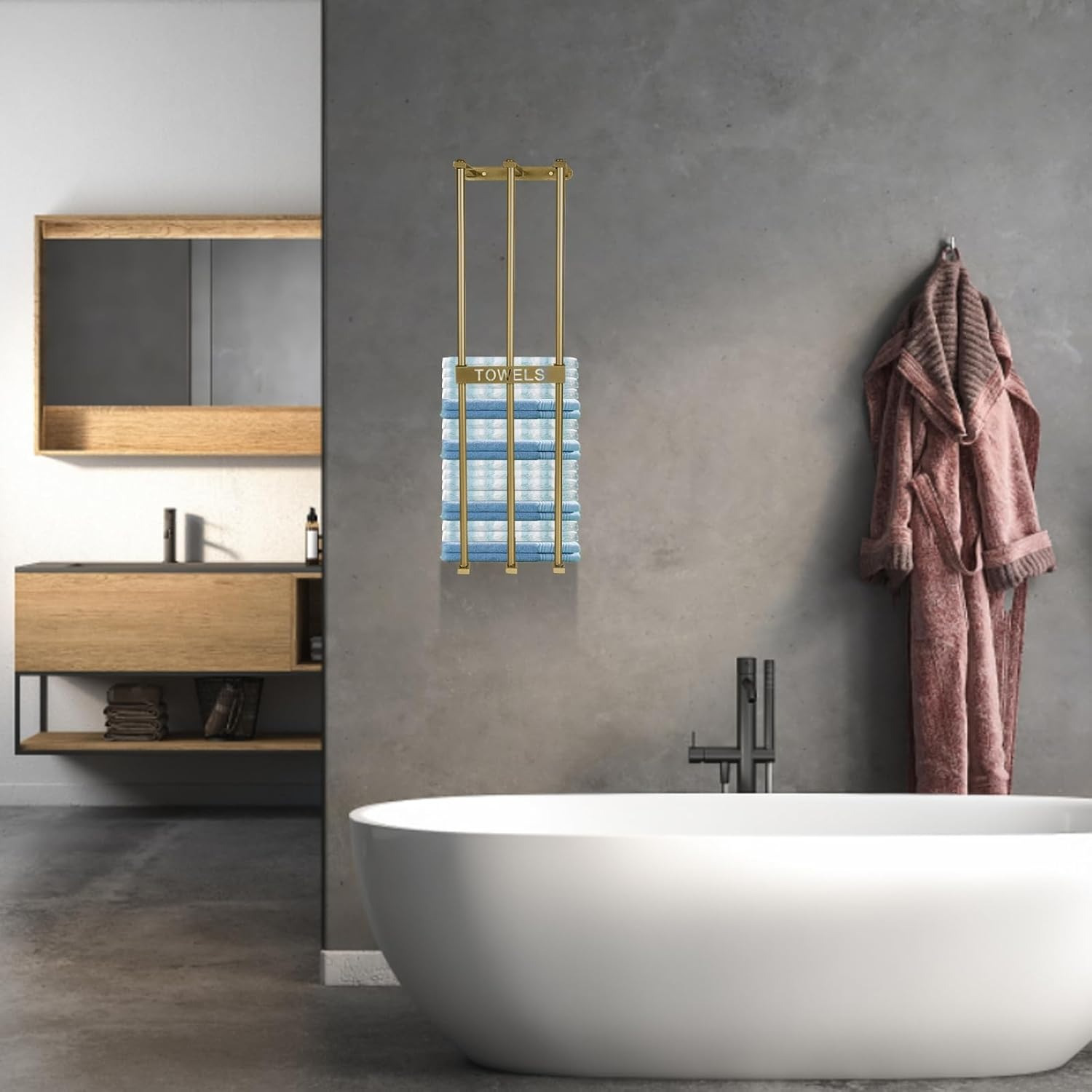 golden towel rack wall mounted bath towel rack vertical rod Temu