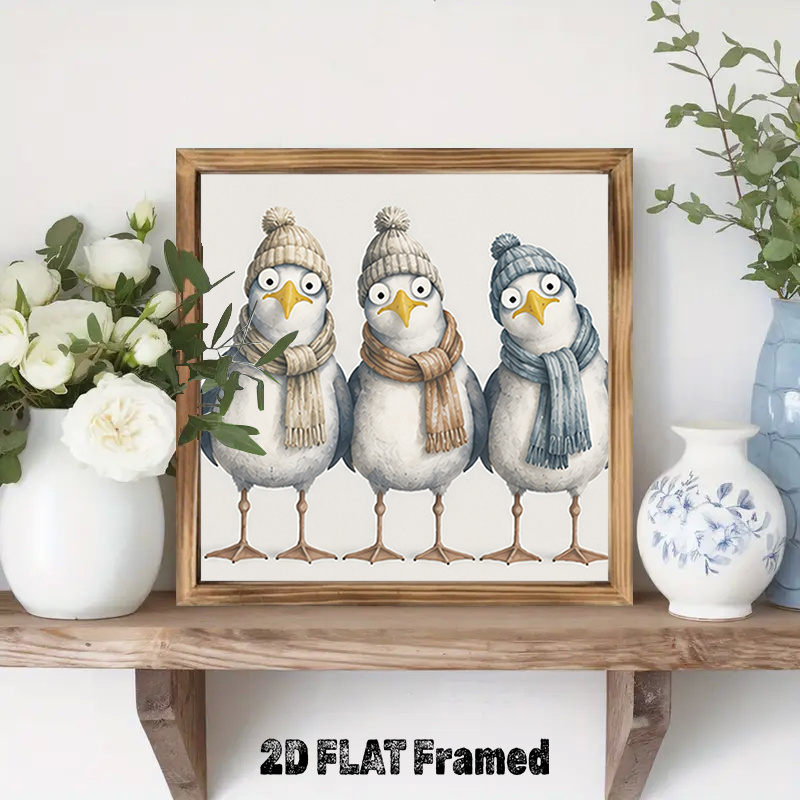 TEMU 2d Flat, 1pc Thick Wooden Frame Ornament - Country Farmhouse Tabletop Or Wall Decor, Suitable For Home, Cafe, Office, Garden, Neutral Tone