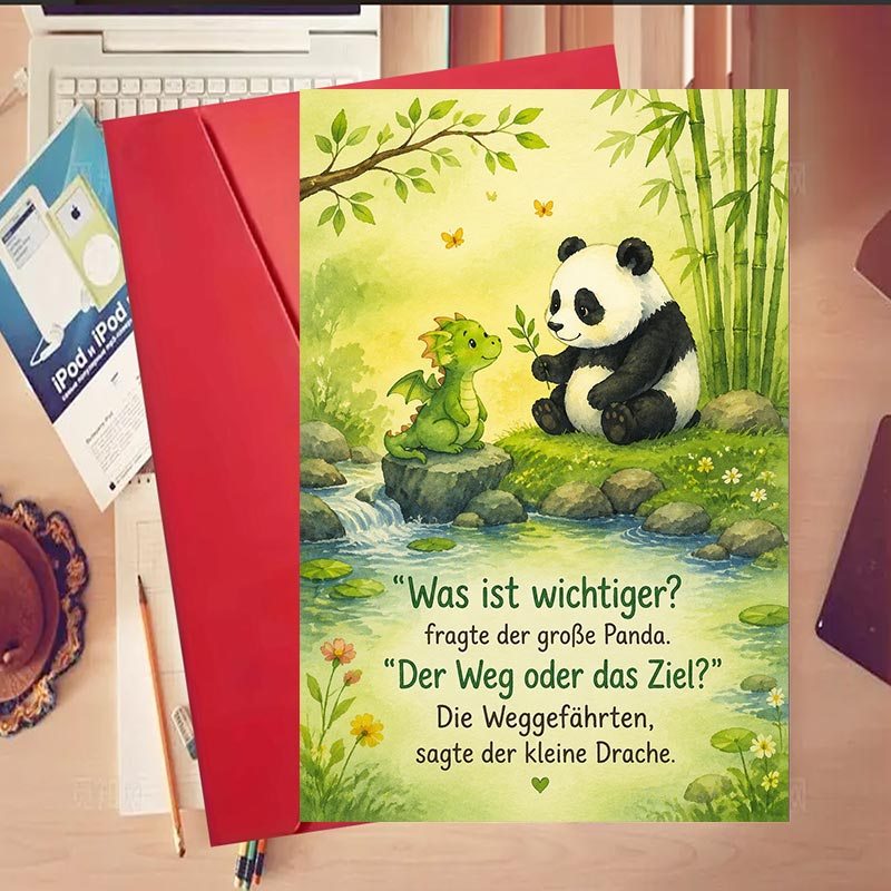 TEMU 1 Set Panda- Drachen-Grußkarte für Freunde, ideal für bedeutungsvolle Gespräche zum Verschenken