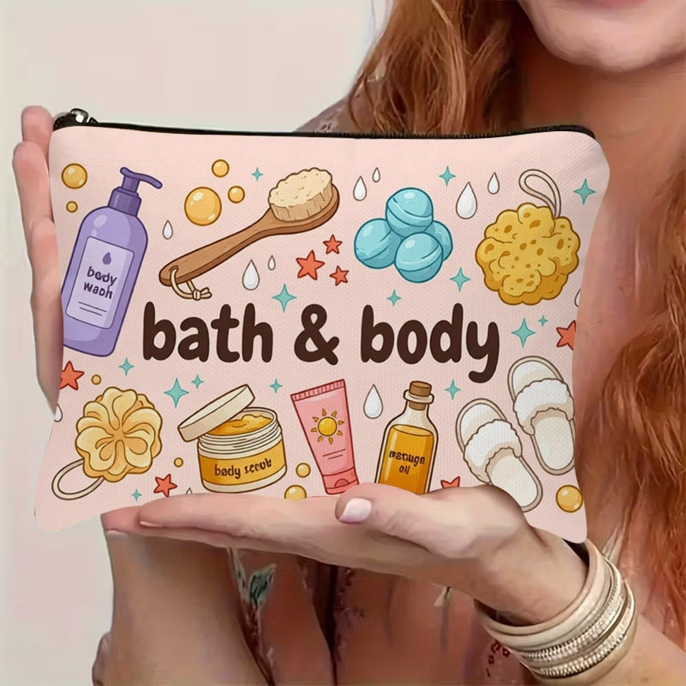 TEMU 1pc Bath Makeup Bag, Body Wash Sponge Slipper, Lightweight Travel Cosmetic Case With Secure Zipper Closure, Portable Toiletry Pouch, A Perfect
