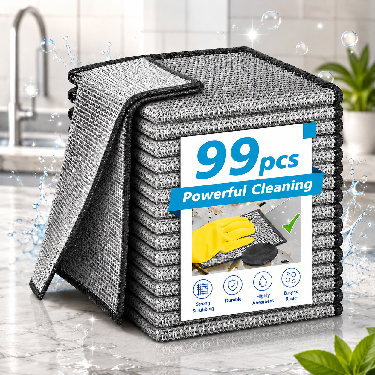 TEMU 99pcs Steel Wire Dishcloth Pack, Mesh Cleaning Cloths, Scratch-free Reusable Scrubbing Pads For Dishes, Pots, Pans, Sinks& Stoves