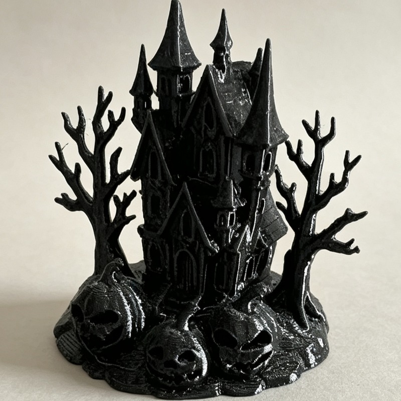 TEMU 1pc Mini Pumpkin Haunted House Statue Ornament, A Great Home Decor Piece, Suitable As A Gift For Easter, Valentine's Day, Etc. - For