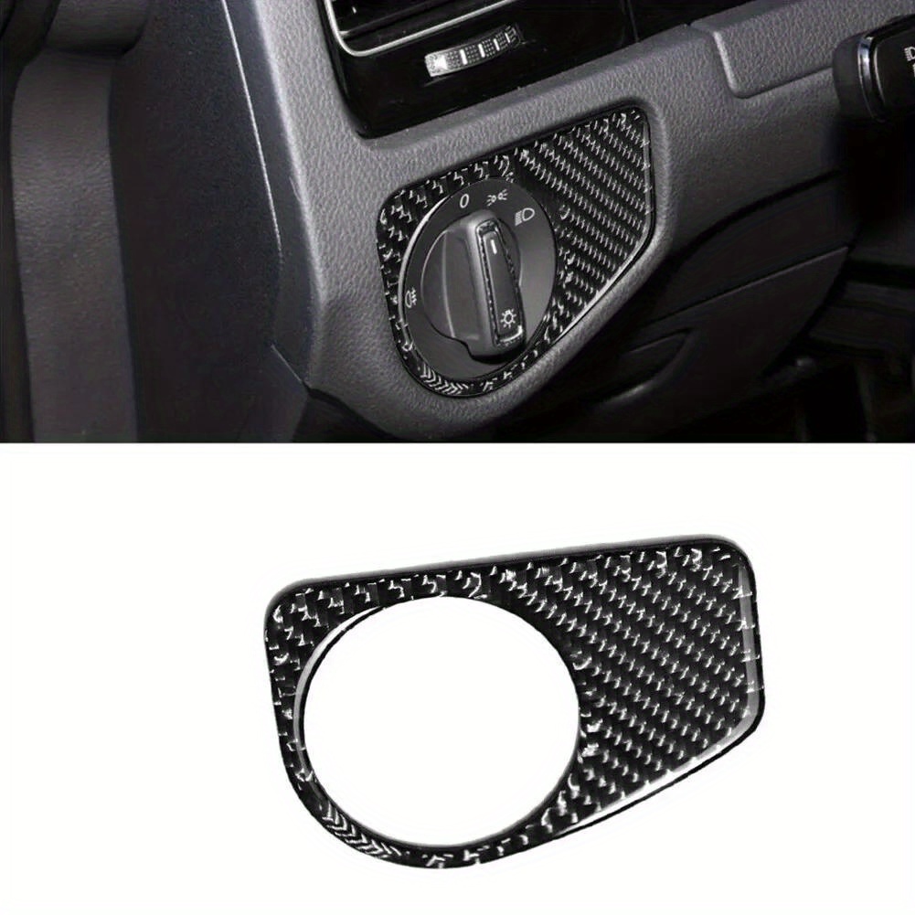 Carbon Fiber Headlight Switch Frame Cover Trim For Vw Golf 7 Mk7 2014-2019, Abs Resin, Car Interior Accessory, Golf Deco