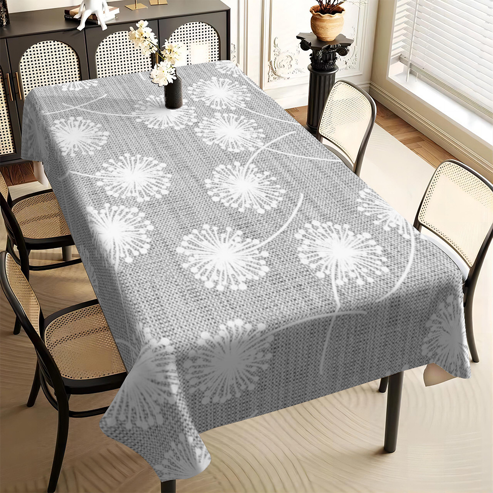 

[1pc]elegant Dandelion Printed Tablecloth, Suitable For Camping - The Printed , Dining, And Parties. The Rectangular Tablecloth Fits Square And Rectangular Tables.