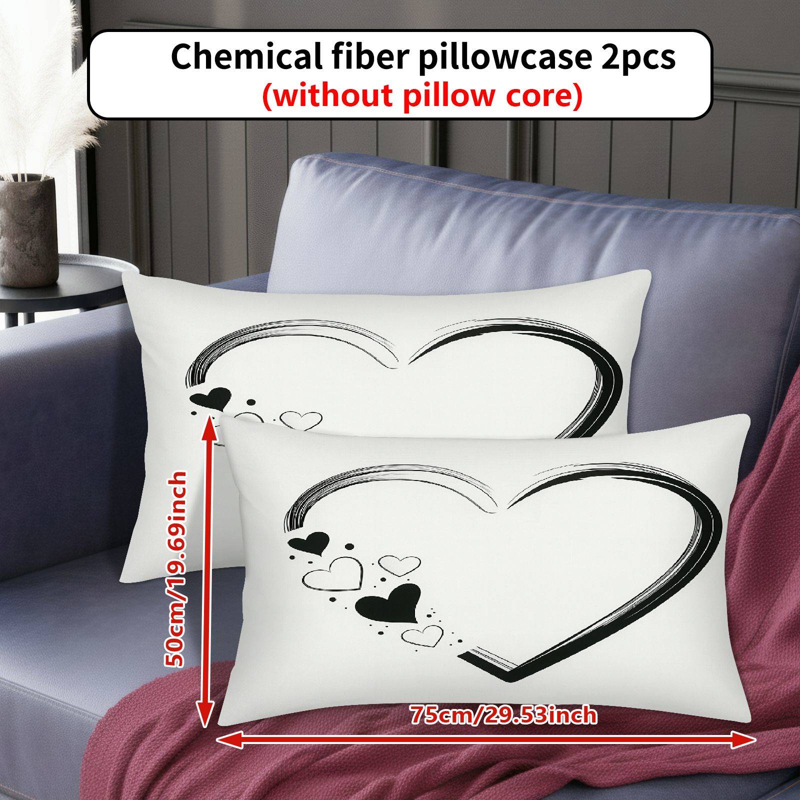 TEMU 2 Pezzi Federe Stampa Cuore Amore (Cuscini Non Inclusi), per Decorazione Casa, Copricuscini Decorativi per Letto e , Stile Camera da Letto,