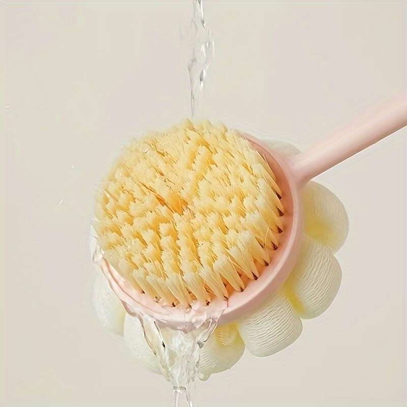 2 in 1 shower brush 2 in 1 long handle shower brush loofah bristle back scrubber for light beige exfoliation gentle massage suitable for men women Product details 6