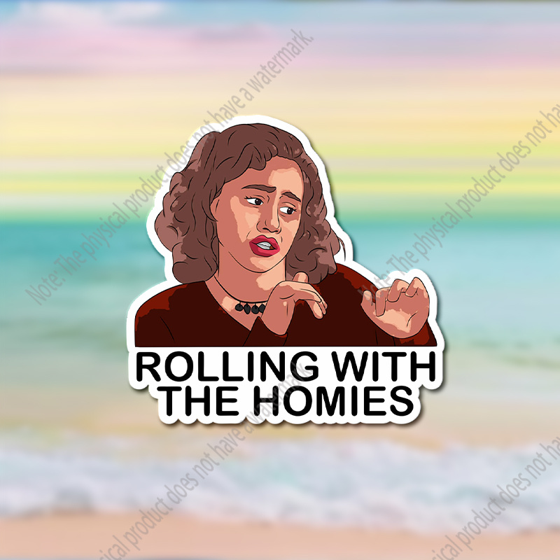 

Clueless-inspired "rolling With The Homies" Vinyl Decal Sticker - Self-adhesive, Matte , Irregular Shape, Single Use - Ideal For Laptops, Water Bottles, Phone Cases, And More