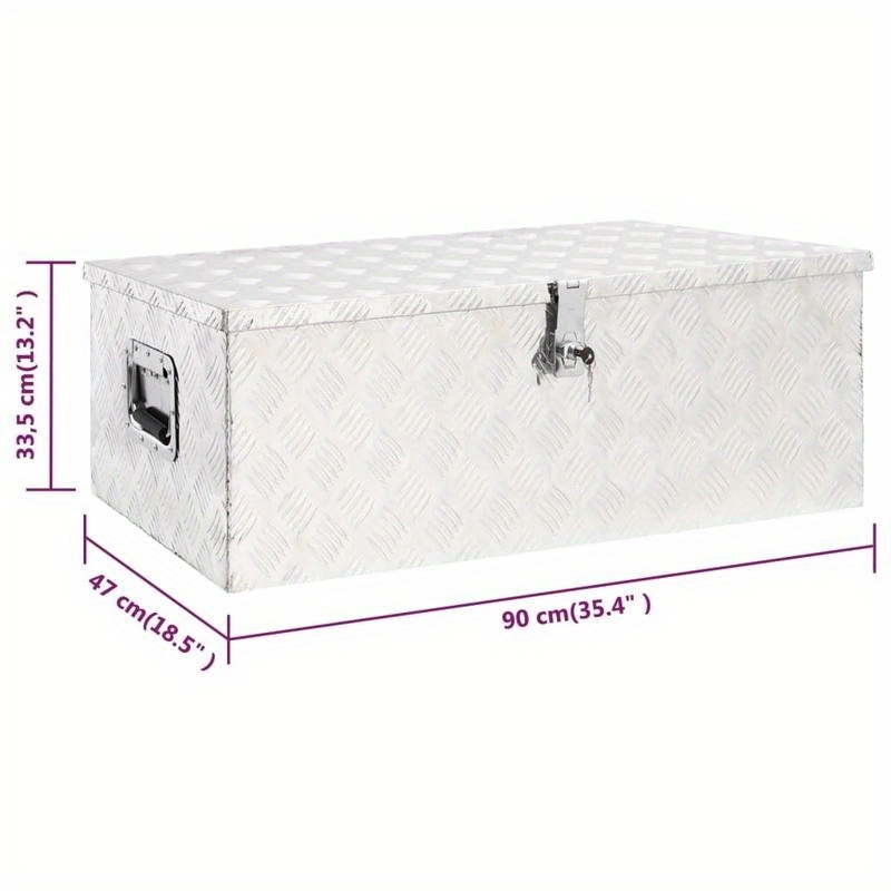 Silvery Aluminum Storage Box - 90x47x33.5cm, Sturdy, Rust-Resistant & Spacious, Perfect for Tools, Equipment or Outdoor Supplies, with a Sleek Metal Finish for Durable Organization, Tool Storage Box, Tool Box Storage, Tool Box with Wheels, Tool Chest, Tool Box with Drawers, Equipment Organizer, Tool Organization, Tool Storage And Organization, Tool Box, Tool Chest On Wheel, Tool Box Organizer, Rolling Tool Box, Tool Boxe, Toolbox