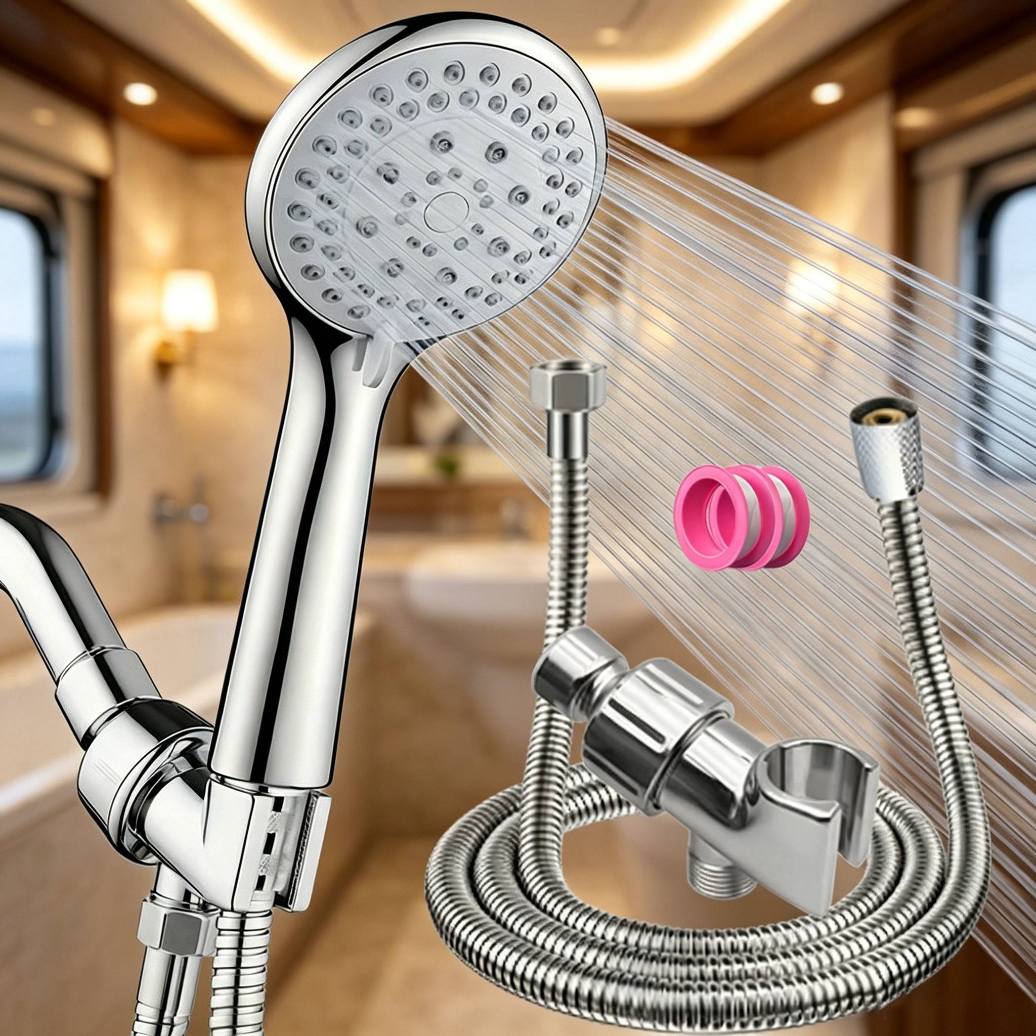 5pcs Five-Mode RV Shower Head Set with Premium Hose